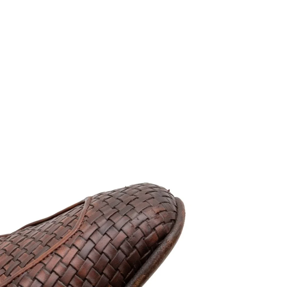 Santoni Woven Leather Loafers Mens US 10.5 UK 9.5 EU 44 Brown Handwoven